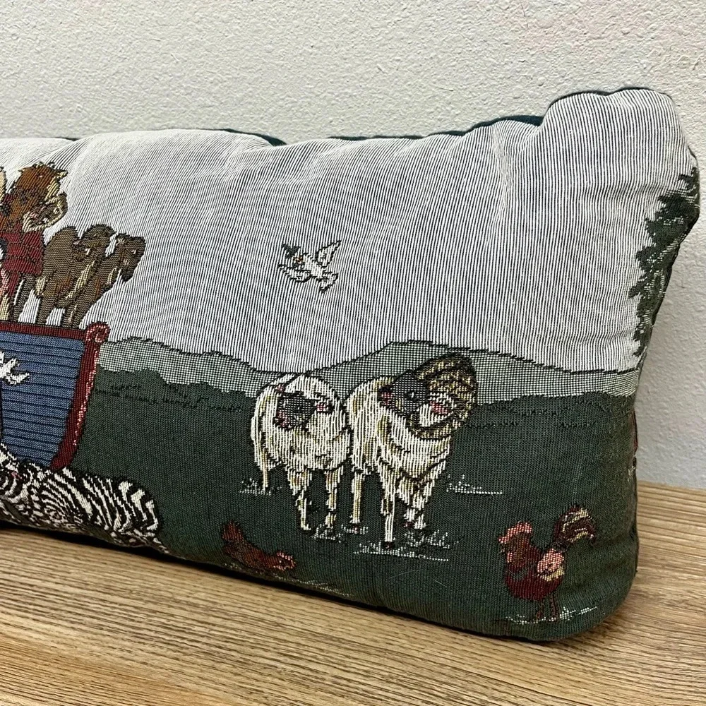 Vintage Noah's Ark Tapestry Bolster Body Pillow 30